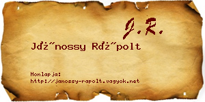 Jánossy Rápolt névjegykártya